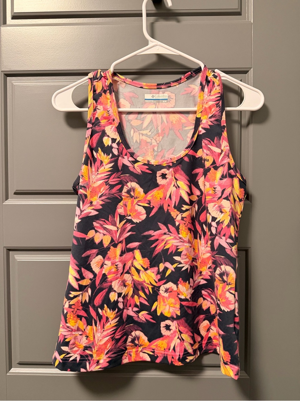 Columbia Women’s Floral Scoop Neck Tank Top - Pink, Yellow & Black